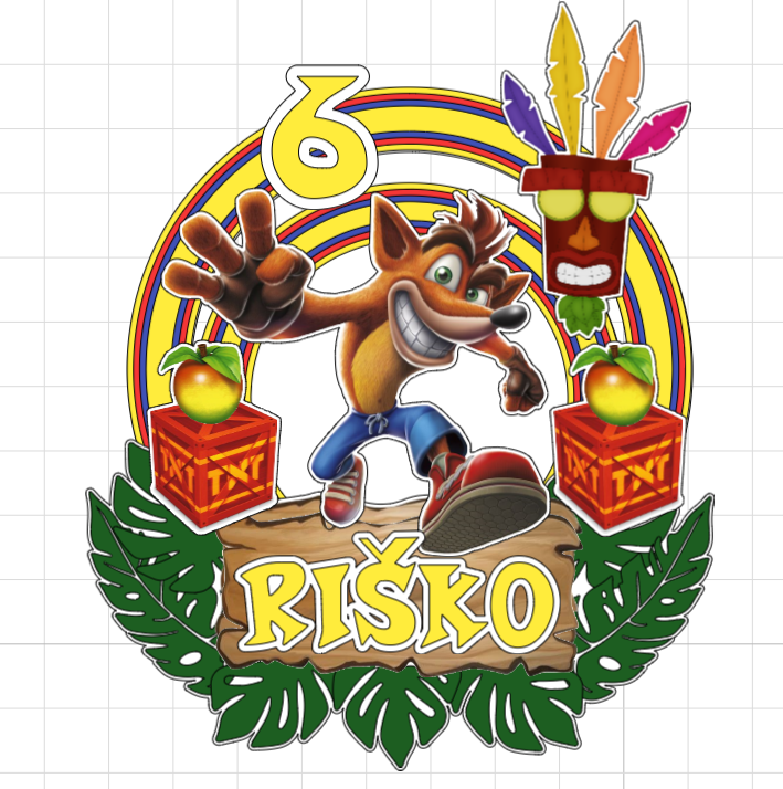 Crash Bandicoot – svietiaci LED zapich na tortu s menom