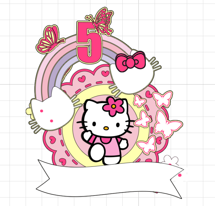 Hello Kitty – Ružové dobrodružstvo – svietiaci LED zapich na tortu s menom