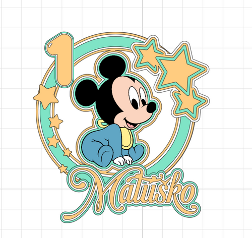 Baby Mickey Mouse – svietiaci LED zapich na tortu s menom