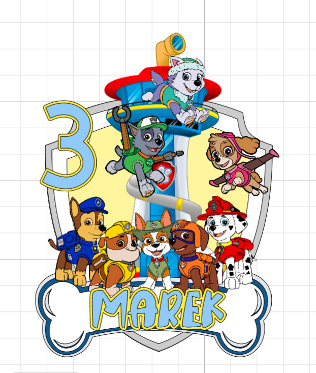 Paw Patrol – Záchranná misia – svietiaci LED zapich na tortu s menom