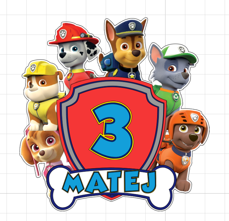 Paw Patrol – Hrdinovia v akcii – svietiaci LED zapich na tortu s menom