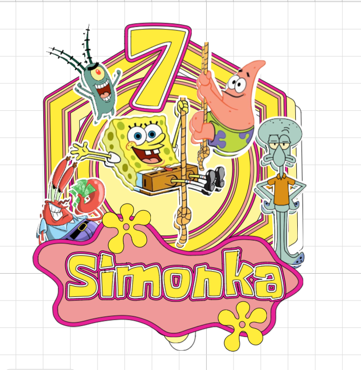 SpongeBob – ružový LED zapich na tortu s menom