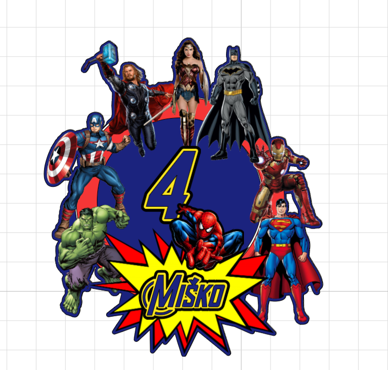 Avengers – svietiaci LED zapich na tortu s menom