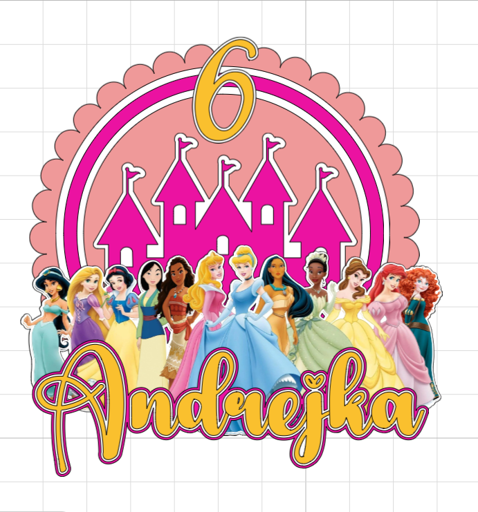 Disney princezné – kráľovský LED zapich na tortu s menom