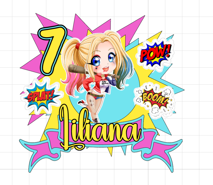 Harley Quinn – svietiaci LED zapich na tortu s menom