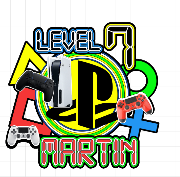 PlayStation – Herný Level – svietiaci LED zapich na tortu s menom
