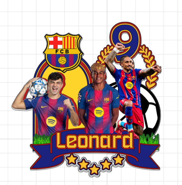 FC Barcelona – Futbalový šampión – svietiaci LED zapich na tortu s menom