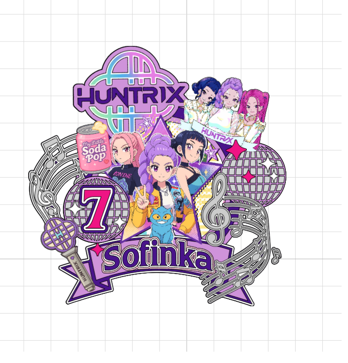 HUNTR/X – K-Pop hrdinky – svietiaci LED zapich na tortu s menom