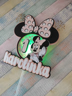 Minnie Mouse – svietiaci LED zapich na tortu s menom