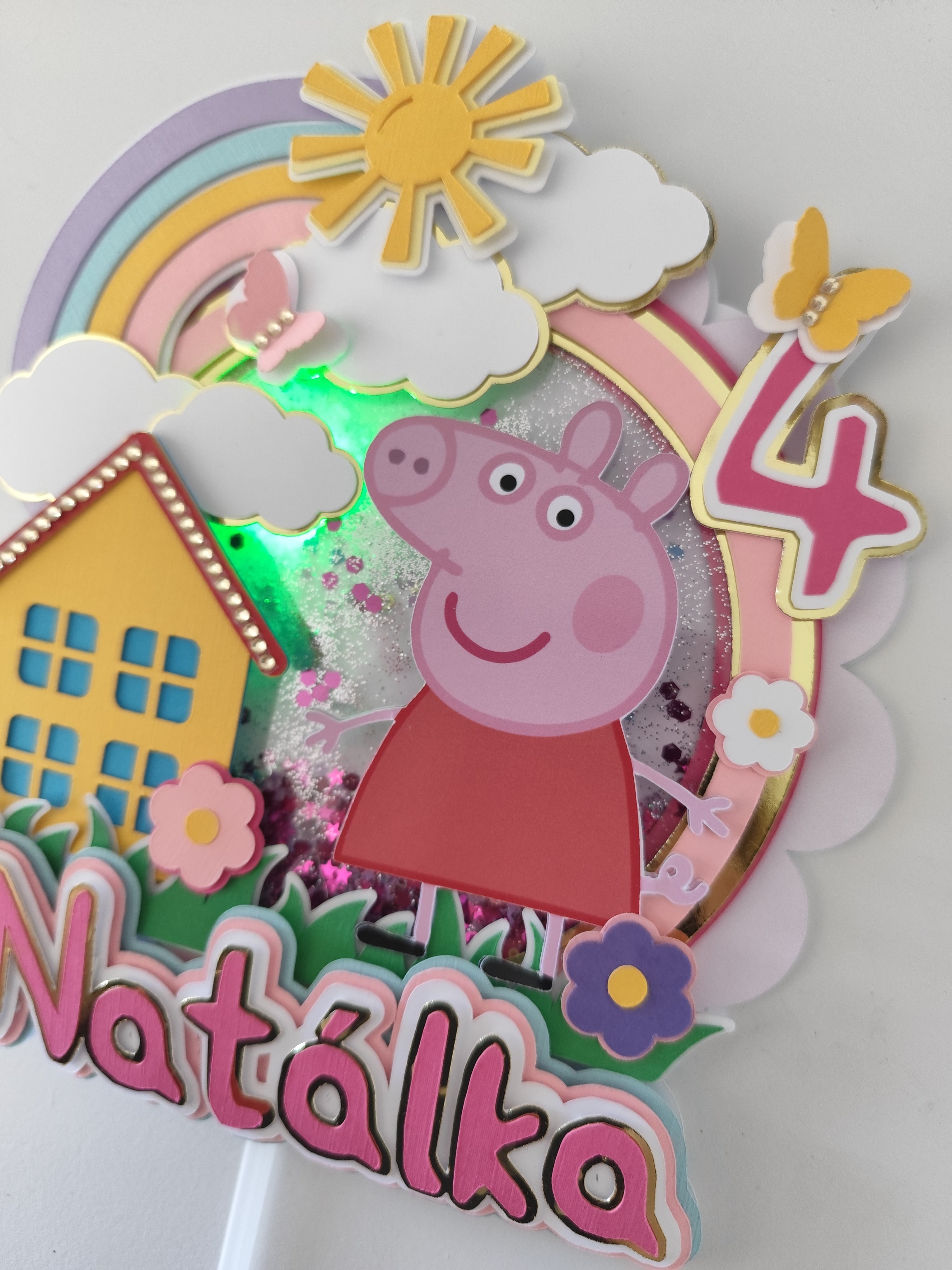 Peppa Pig – svietiaci LED zapich na tortu s menom