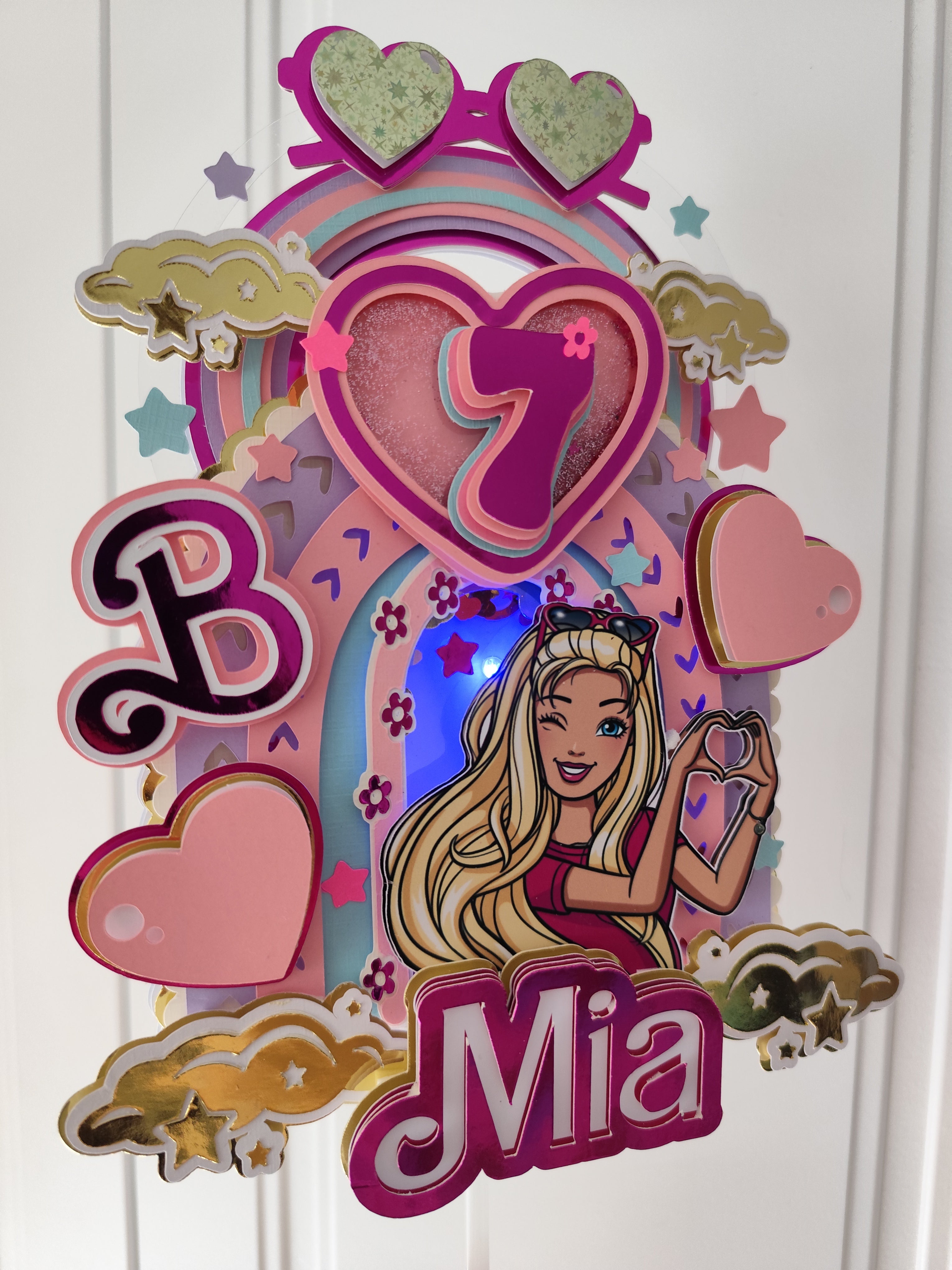 Barbie – glamour LED zapich na tortu s menom