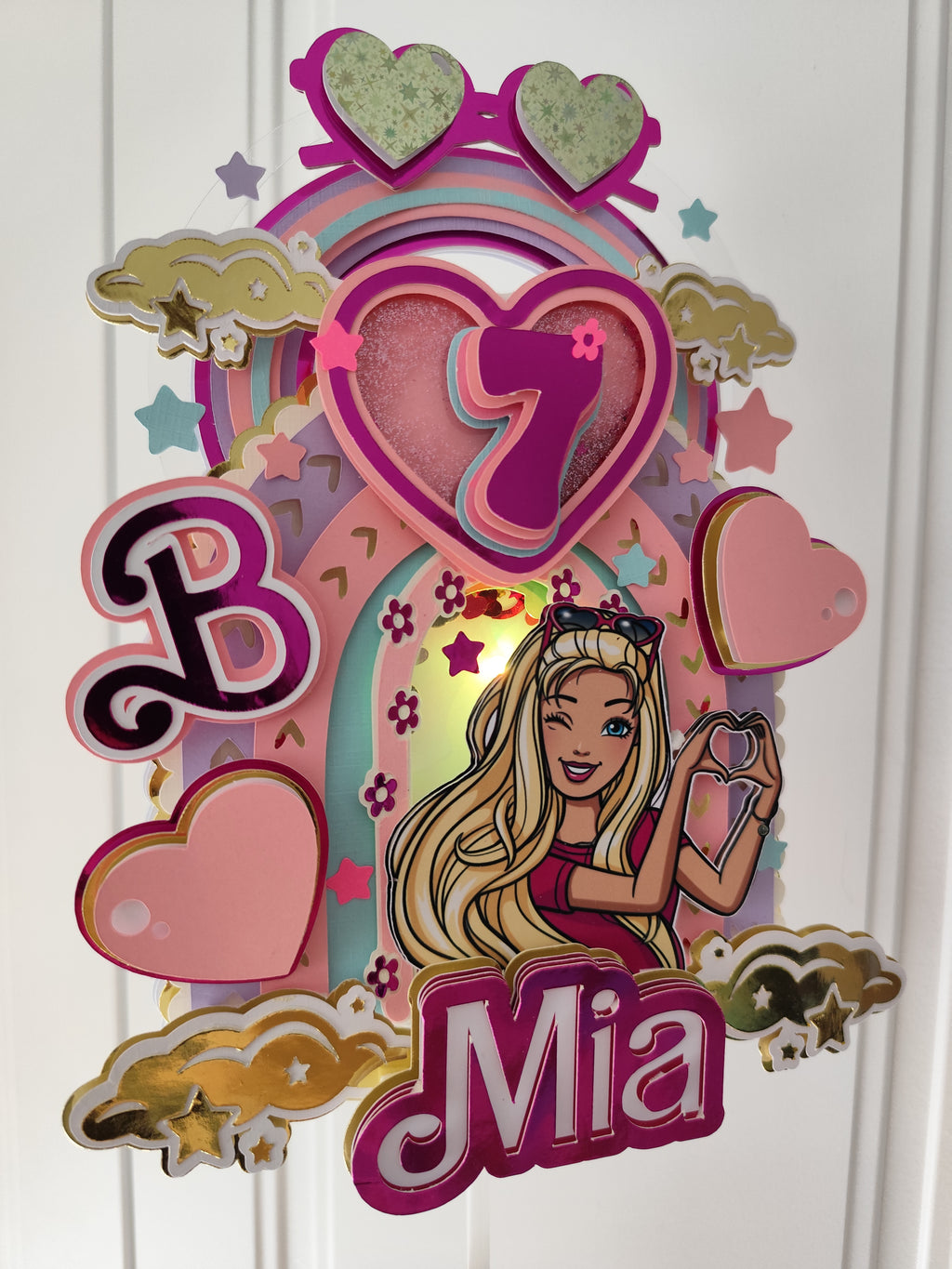 Barbie – glamour LED zapich na tortu s menom