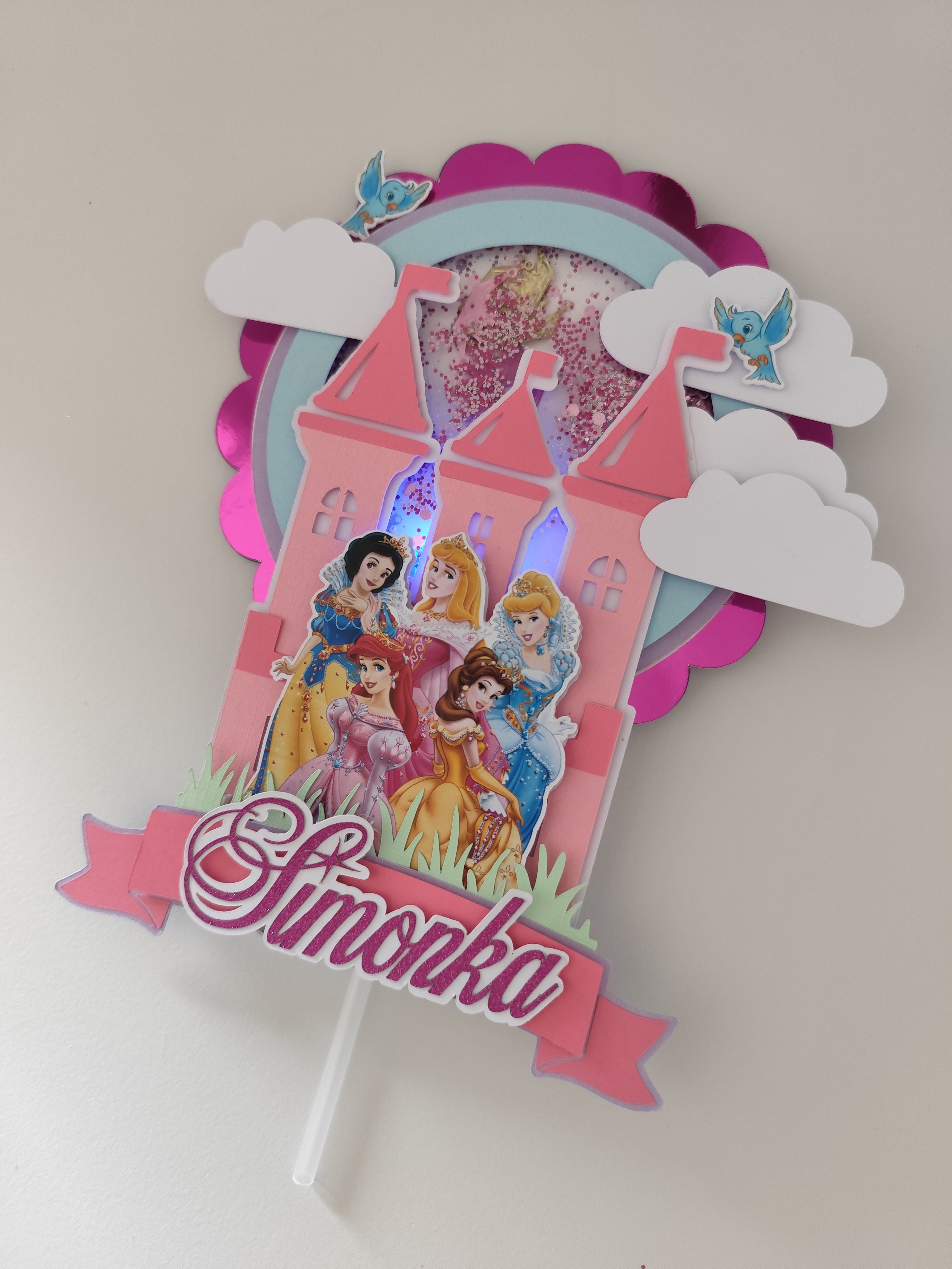 Disney princezné – svietiaci LED zapich na tortu s menom