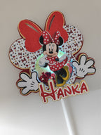 Minnie Mouse – červený LED zapich na tortu s menom