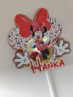 Minnie Mouse – červený LED zapich na tortu s menom