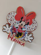 Minnie Mouse – červený LED zapich na tortu s menom