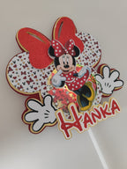 Minnie Mouse – červený LED zapich na tortu s menom