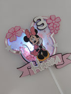 Minnie Mouse – jemne ružový LED zapich na tortu s menom