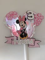Minnie Mouse – jemne ružový LED zapich na tortu s menom