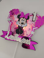 💗 Minnie Mouse – ružový LED zapich na tortu s menom