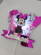 💗 Minnie Mouse – ružový LED zapich na tortu s menom