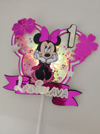 💗 Minnie Mouse – ružový LED zapich na tortu s menom