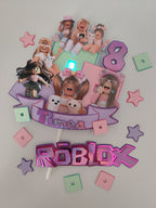 Dievčenský Roblox – svietiaci LED zapich na tortu s menom