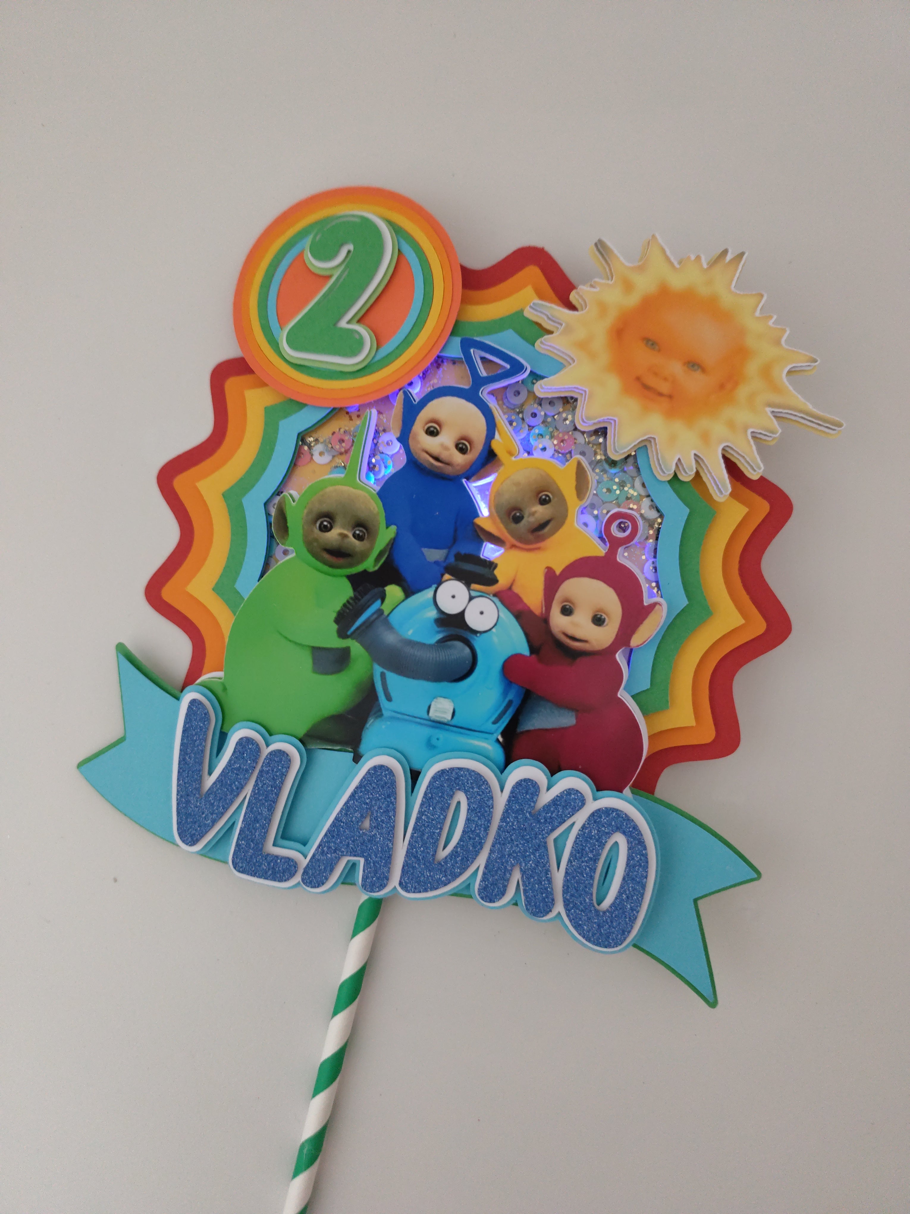 Teletubbies – svietiaci LED zapich na tortu s menom