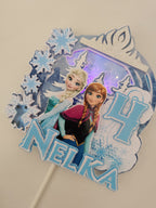 Frozen – Anna a Elsa – svietiaci LED zapich na tortu s menom
