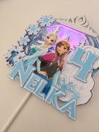 Frozen – Anna a Elsa – svietiaci LED zapich na tortu s menom