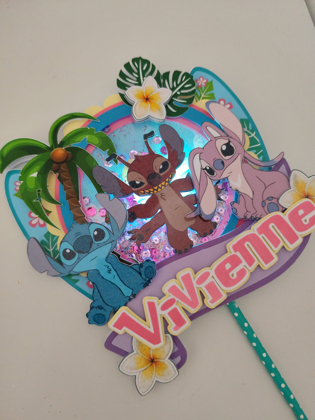 Lilo & Stitch – Angel – svietiaci LED zapich na tortu s menom 💗