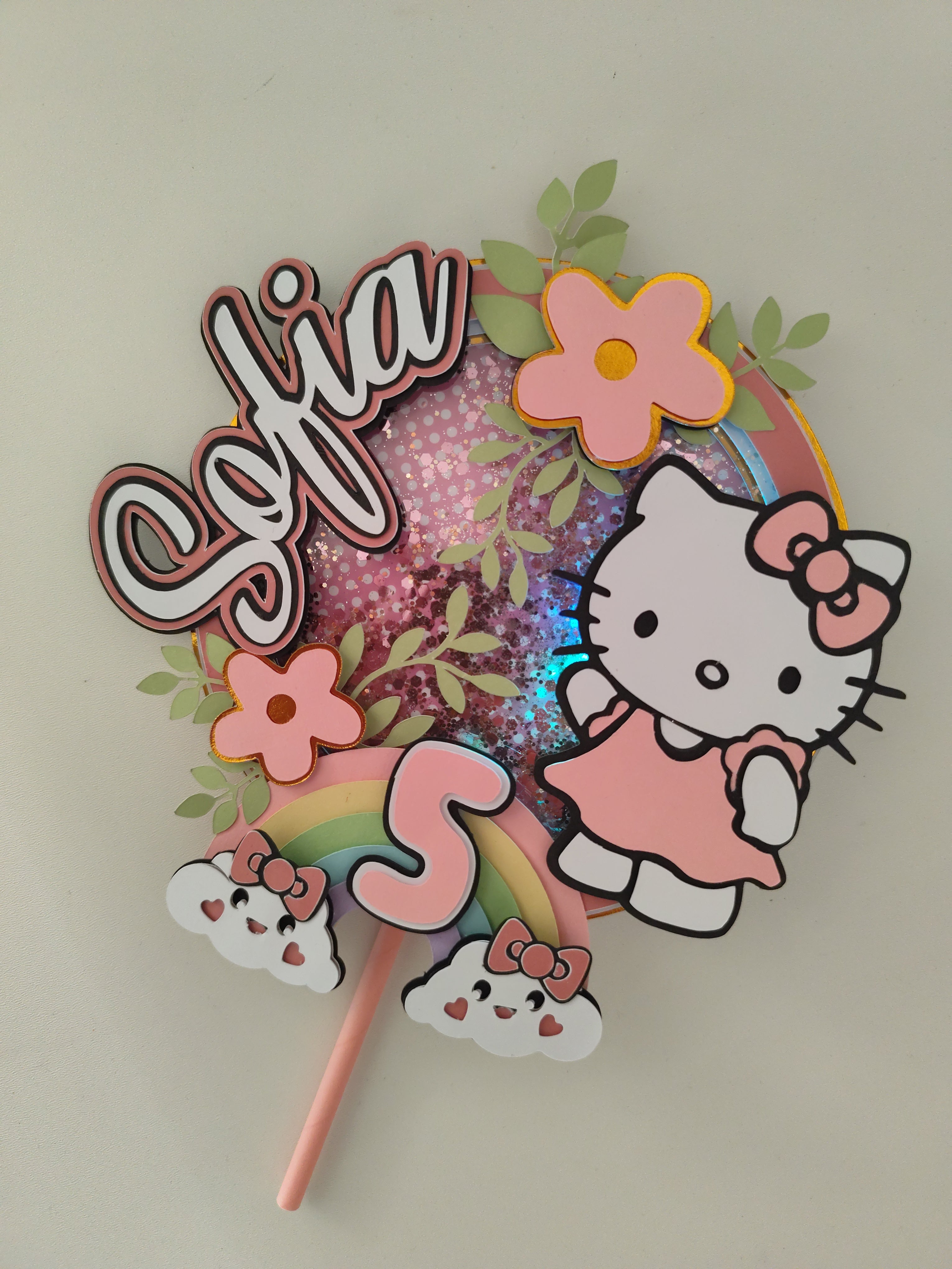 Ružová Hello Kitty – 3D zapich na tortu s menom