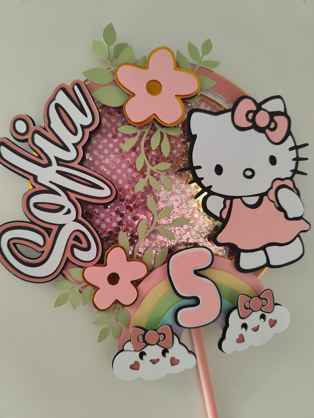 Ružová Hello Kitty – 3D zapich na tortu s menom