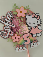Ružová Hello Kitty – 3D zapich na tortu s menom