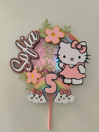 Ružová Hello Kitty – 3D zapich na tortu s menom