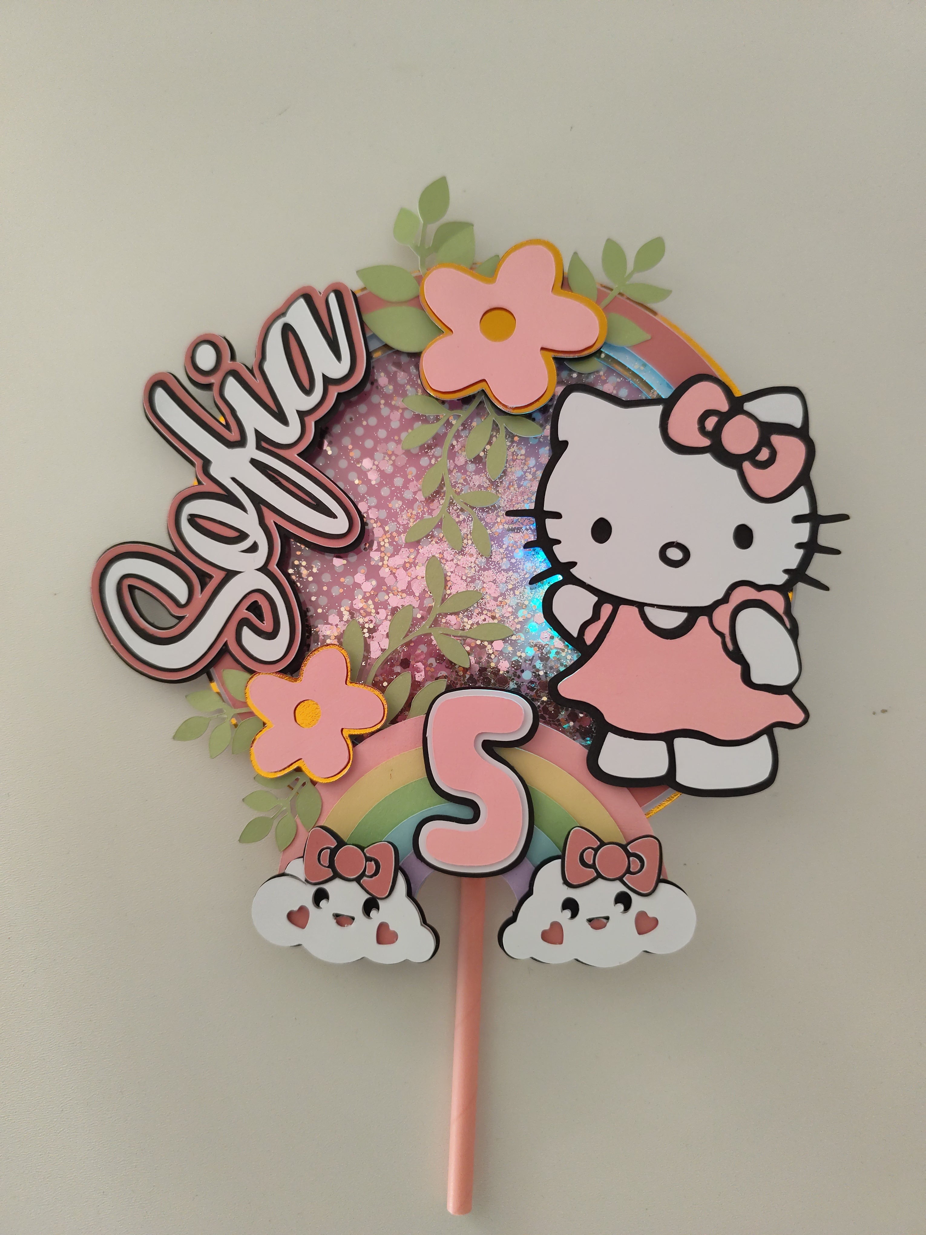 Ružová Hello Kitty – 3D zapich na tortu s menom