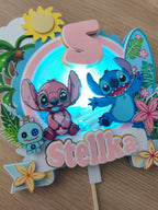 Lilo & Stitch – tropický LED zapich na tortu s menom 🌺