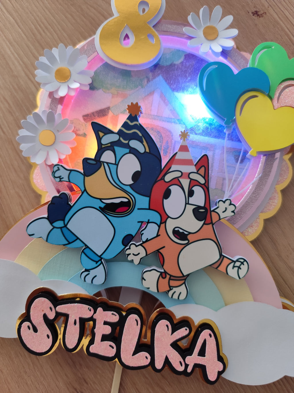 Bluey – svietiaci LED zapich na tortu s menom