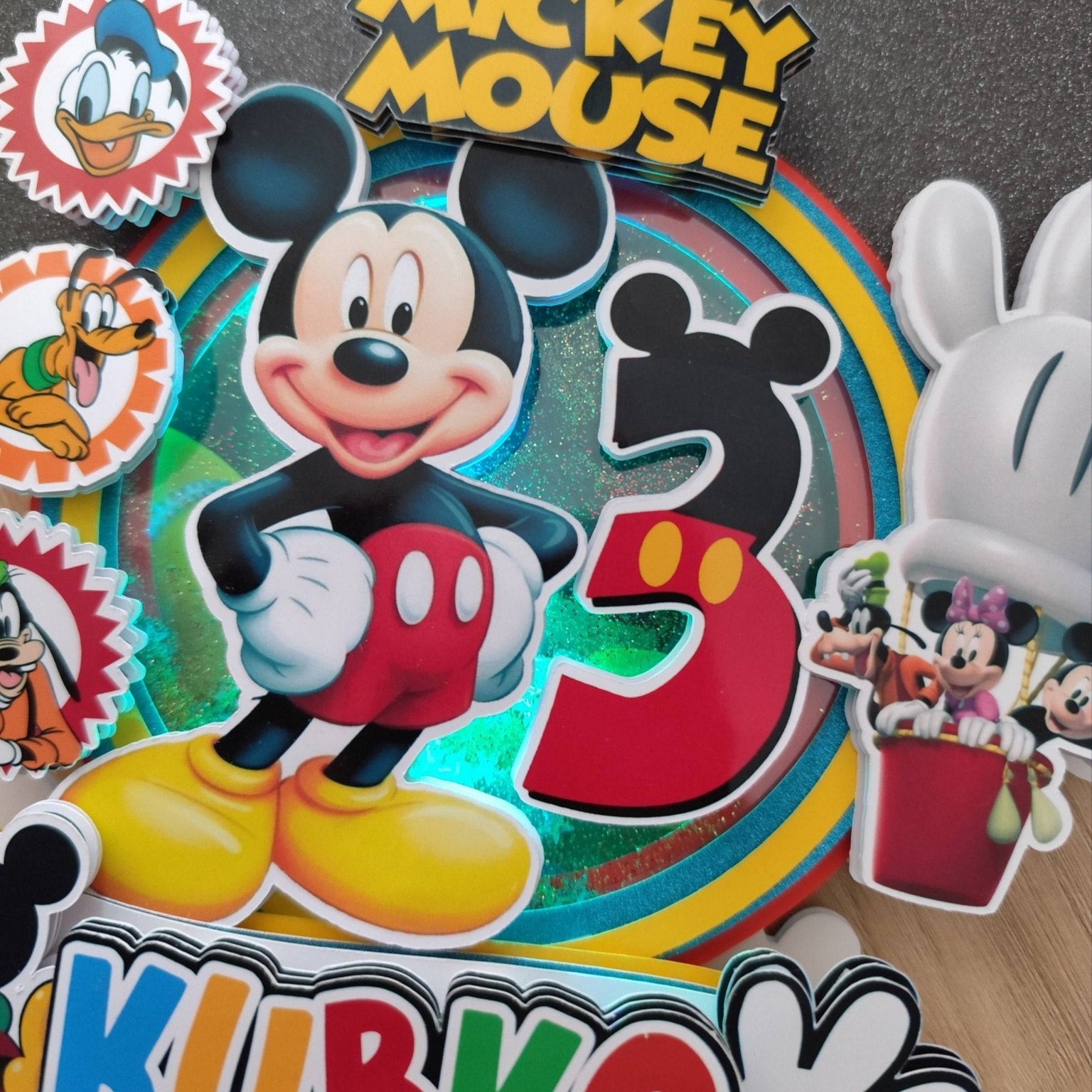 LED zapich na tortu Mickey Mouse s menom a vekom