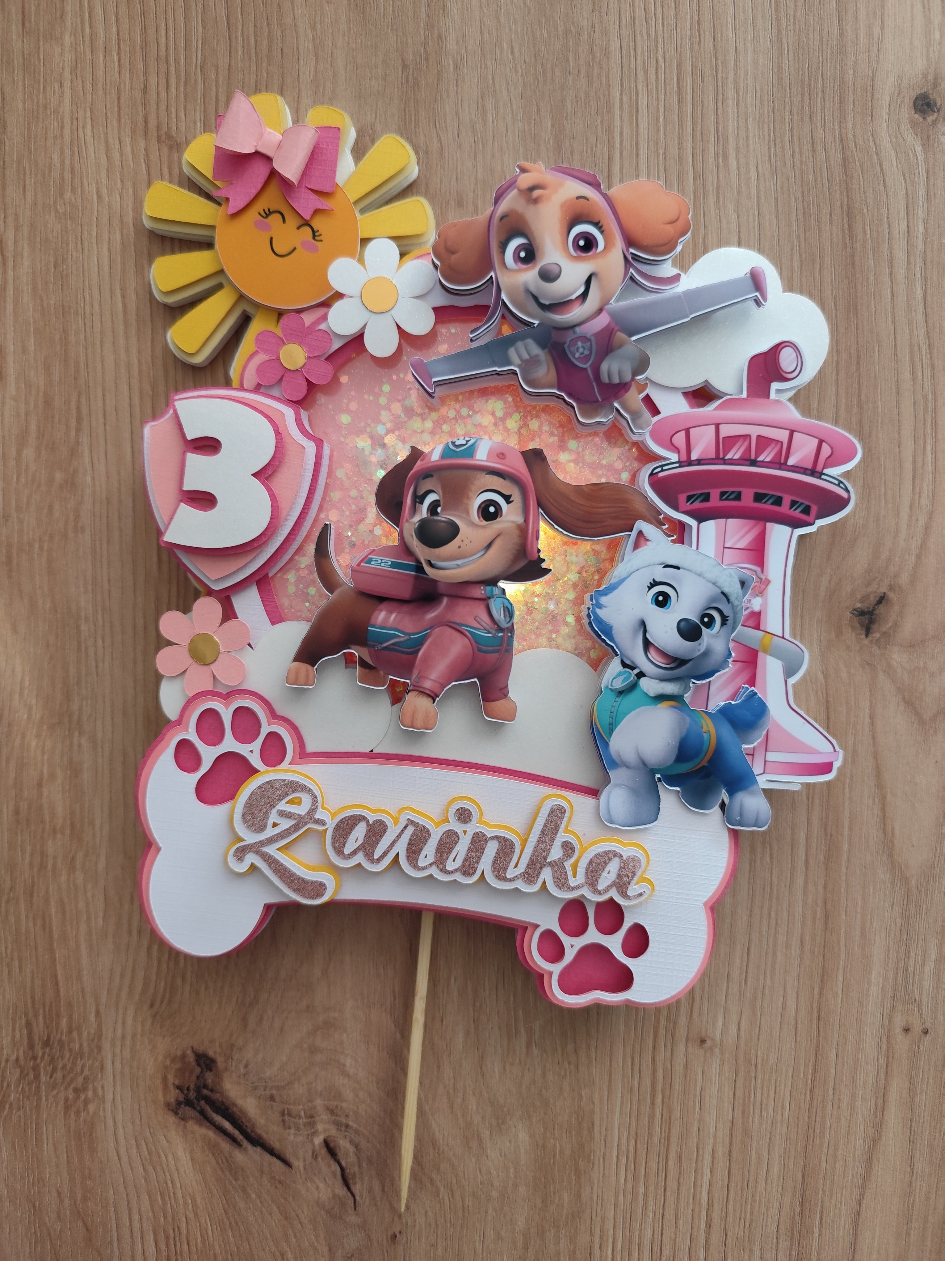Svietiaci LED zápich na tortu – Paw Patrol 🐾💗