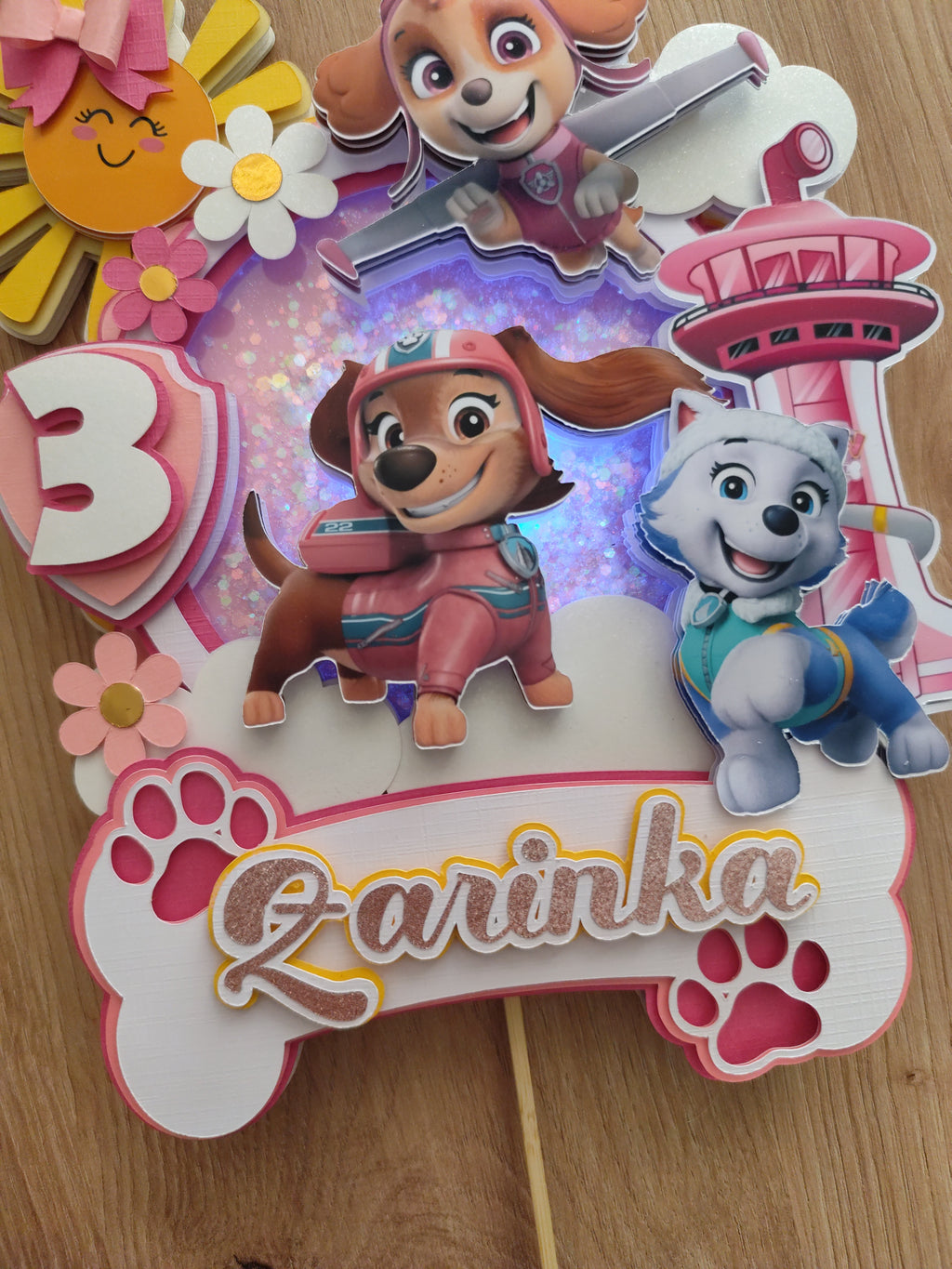 Svietiaci LED zápich na tortu – Paw Patrol 🐾💗