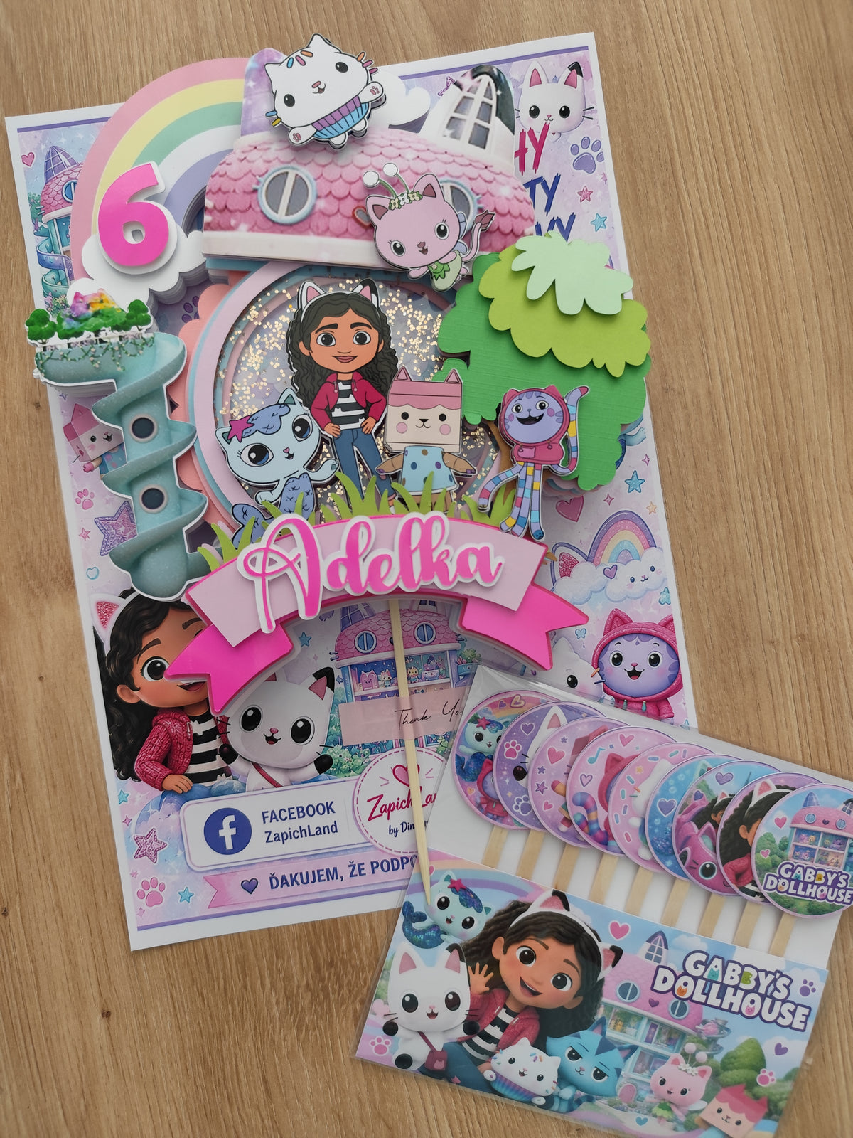 Gabby’s Dollhouse – svietiaci LED zapich na tortu s menom