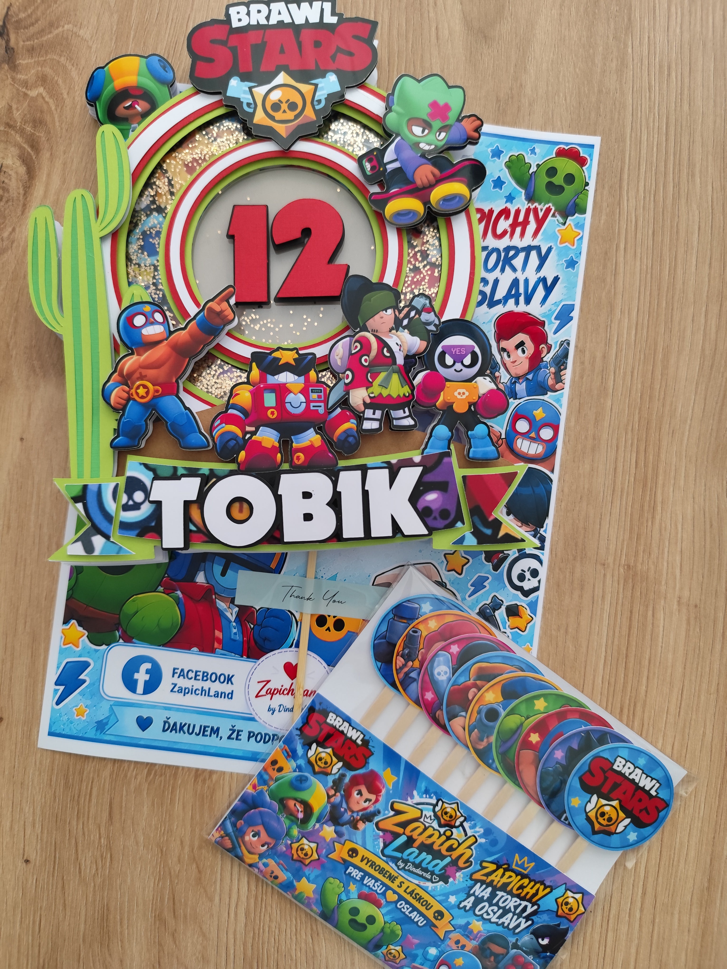 LED zápich na tortu Brawl Stars ⭐ | Svietiaca tortová dekorácia