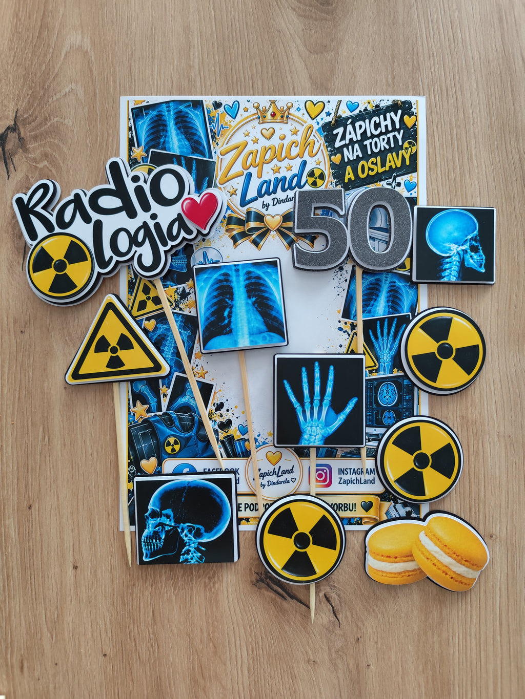 🩻 Narodeninový zápich Rádiológia 50 – Originálna tortová dekorácia