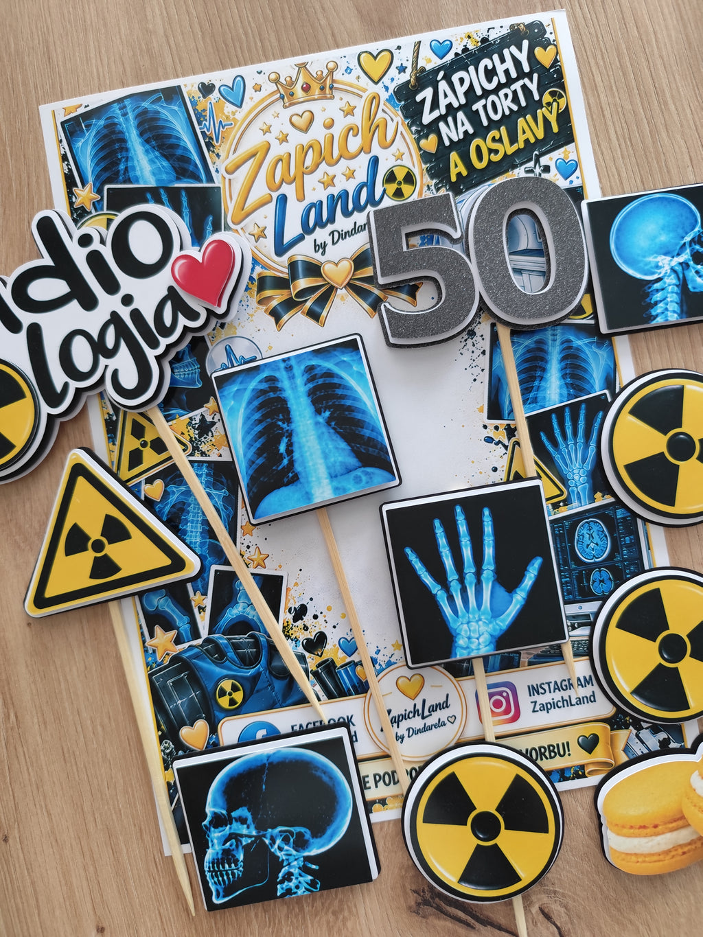 🩻 Narodeninový zápich Rádiológia 50 – Originálna tortová dekorácia