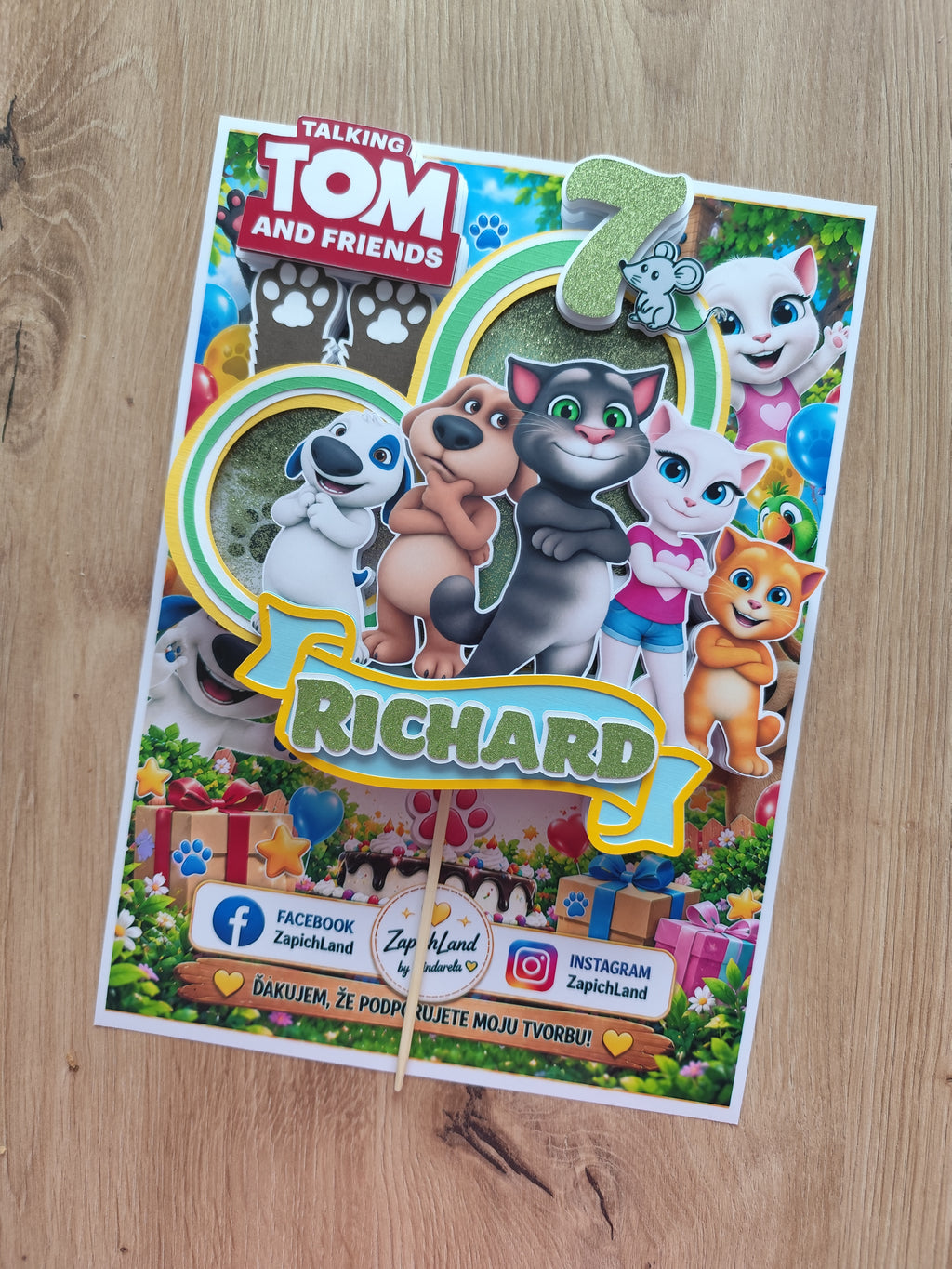 LED zápich Talking Tom & Friends – originálna ozdoba na tortu