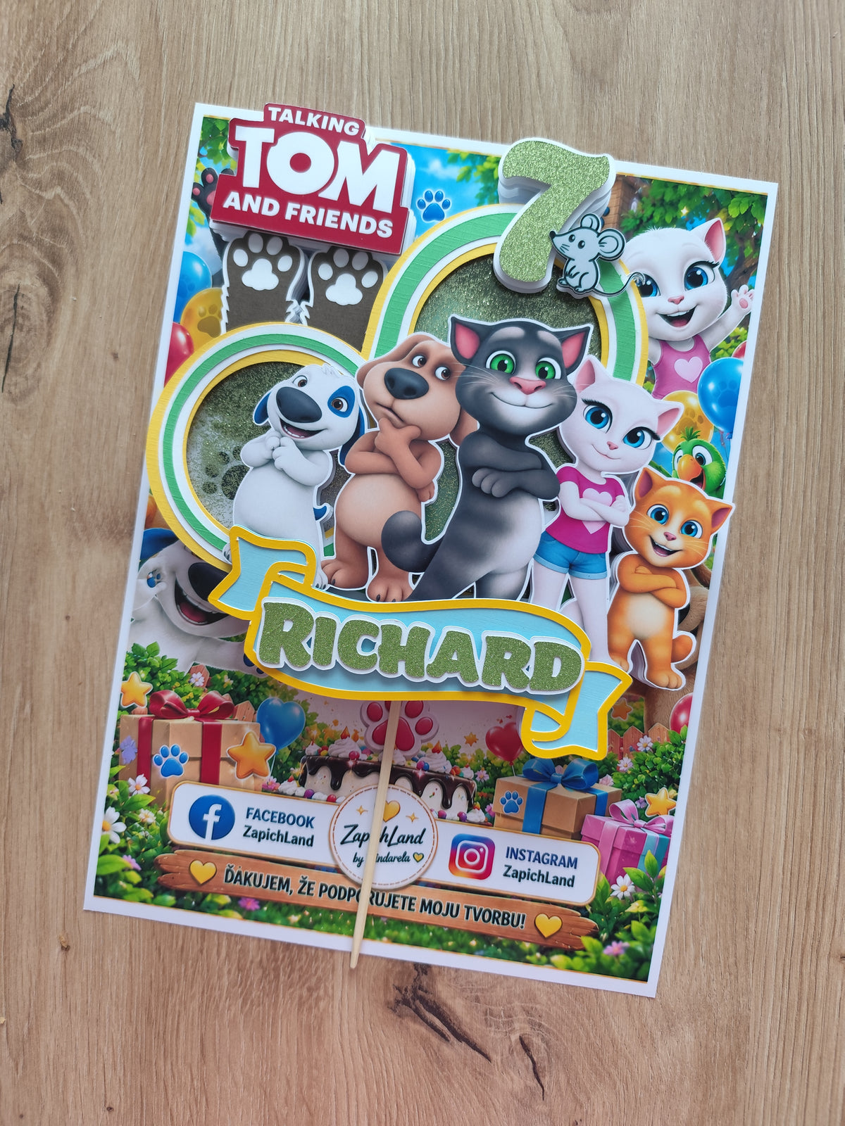 LED zápich Talking Tom & Friends – originálna ozdoba na tortu