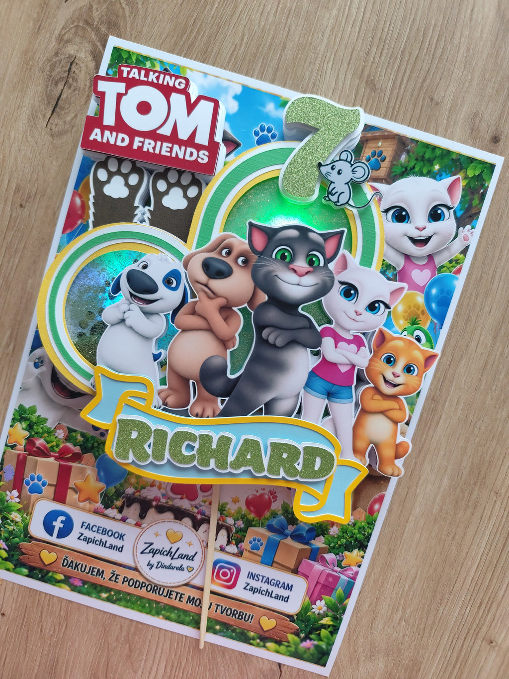 LED zápich Talking Tom & Friends – originálna ozdoba na tortu