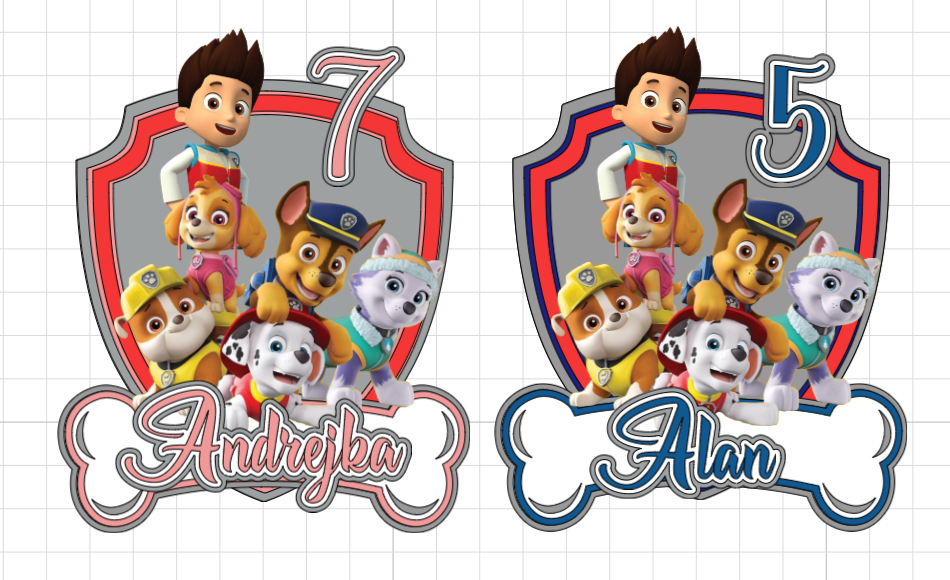 Paw Patrol Adventure – svietiaci LED zapich na tortu s menom