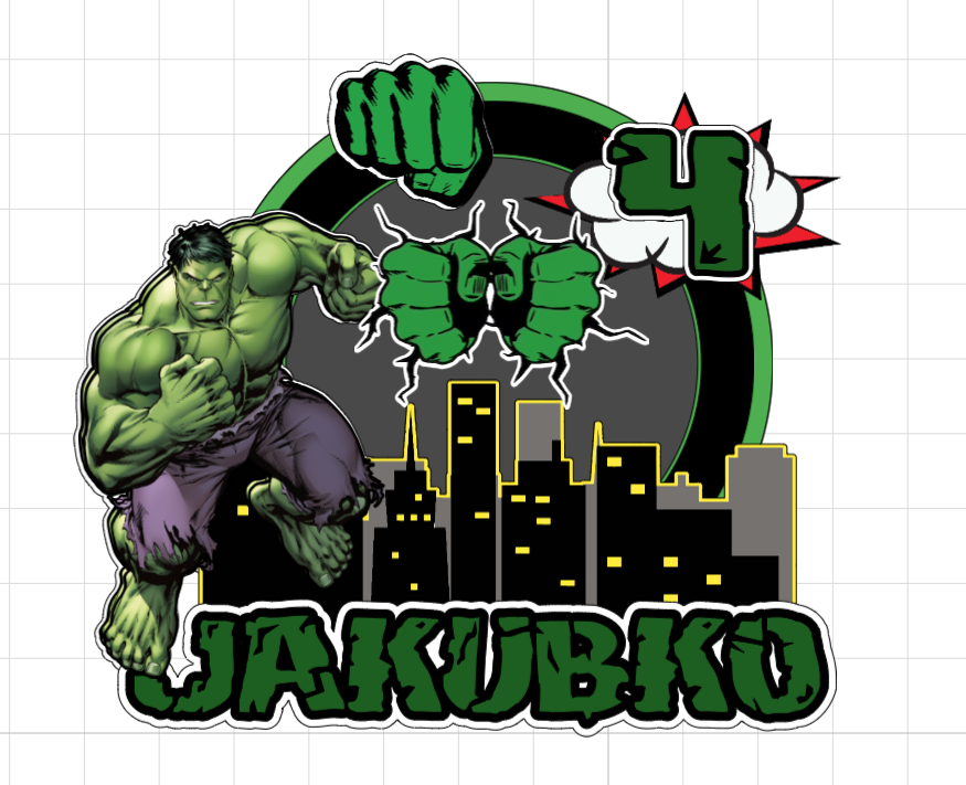 Hulk – svietiaci LED zapich na tortu s menom